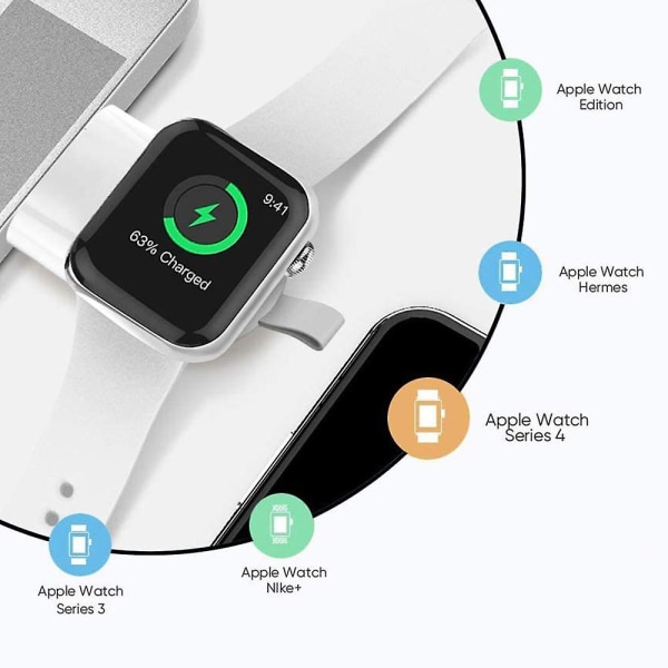 Magnetisk bærbar trådløs iWatch-oplader kompatibel med Apple Watch Series 4/ 3/ 2/ 1