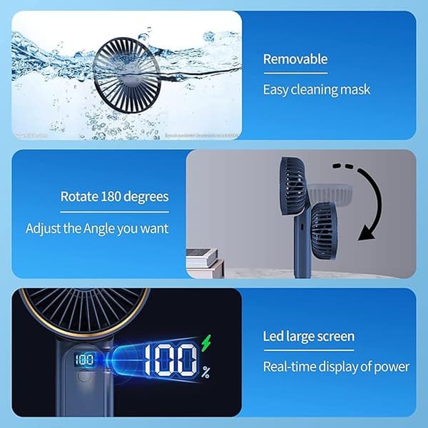 Håndholdt ventilator Bærbar ventilator Genopladelig personlig ventilator