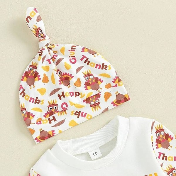 Spädbarn Baby Min 1:a Thanksgiving Romper Body Strålad Huvad Liten Kalkon En-delad Jumpsuit 12-18Months