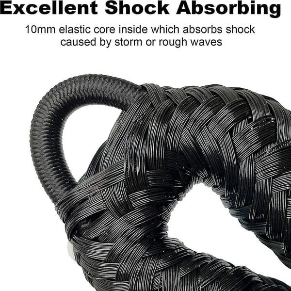 Bungee Dock Line med Krog, Sort Fortøjningsline til Båd 4 Ft 2-pak & Sort