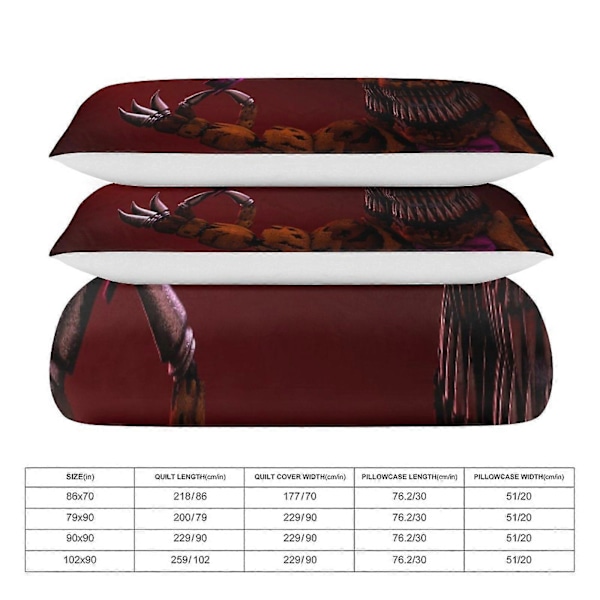 v1324 Five Nightat Freddy Täcke Set Tjockt Mjukt 3 Delars Sängklädesset Året Runt Täcke med 2 Örngott för Vuxna Kvinnor Flickor Tonåringar Hemrum 200x200cm 78x78in