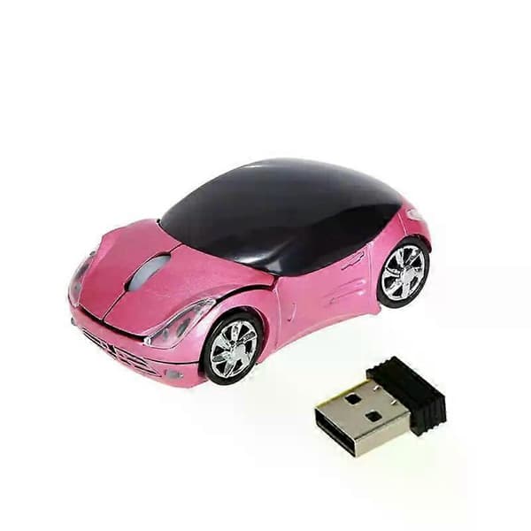 Wireless Mouse Battery Mice Wireless Computer Mouse 2.4G Office Gaming Mouse 3 Buttons Cute Car Interesting Mouse for Laptop PC Pink Pink