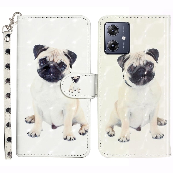 For Motorola Moto G14 5g Telefonveske Lommebok Lær 3d Mønster Folio Deksel Dog