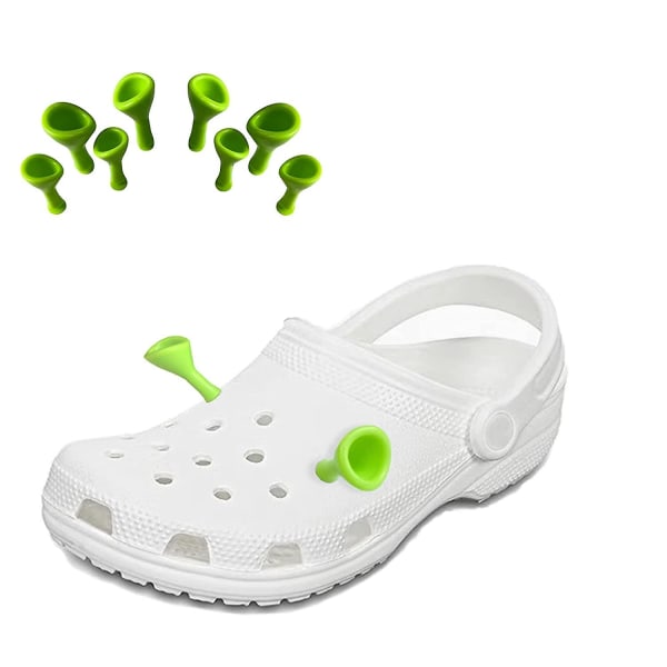 10 stk tegneserie øre sko sjarm, mini Shrek ører sko sjarm for Crocs, perfekt tegneserie gave for Croc Clog sandaler Light green