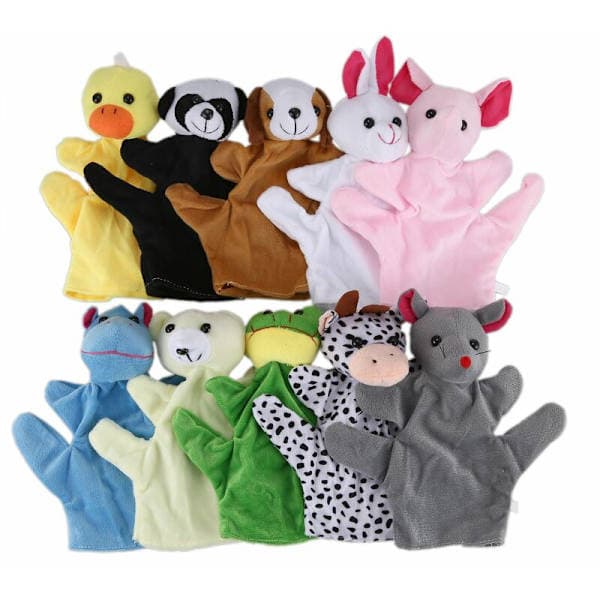 Handdockor med söta djur för barn, 10-pack