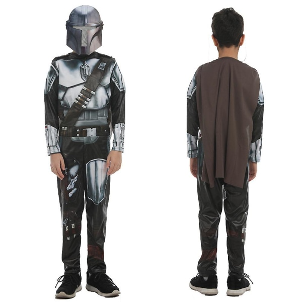 Star Wars The Mandalorian Cosplay Kostume Outfit Børn Drenge Jumpsuit Med Kappe Maske Fest Fancy Dress Up Suits 9-10 Years