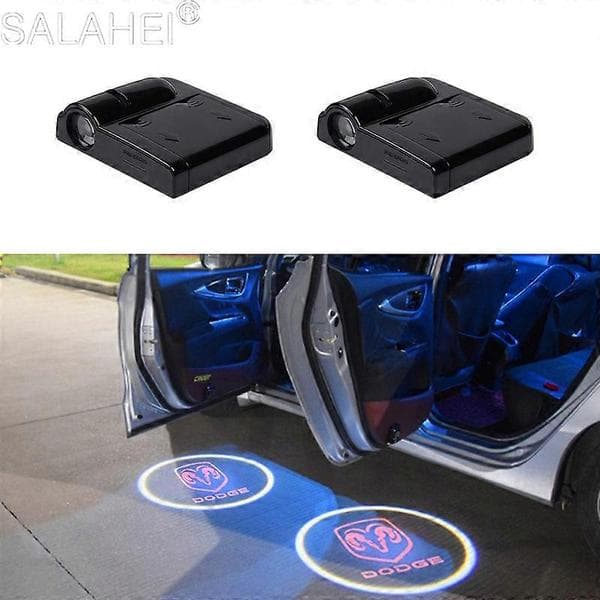2 stk. LED Bildørslys Velkomstlys Trådløs Laserprojektor Til Dodge Challenger Caliber Journey Ram 1500 Nitro Tilbehør