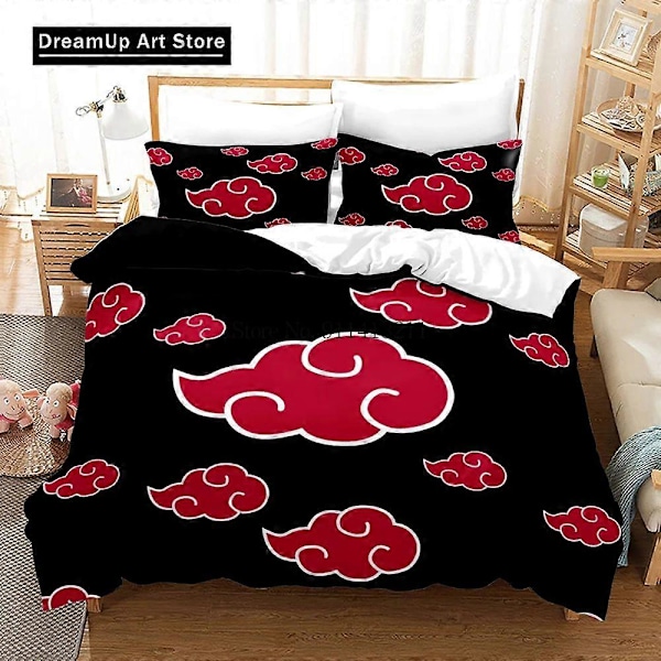 a3619 Sängkläder Röd CloudTäcke Set Täcke Sänglinne Barn Sängkläder Set Akatsuki Japan Gåva 3-Delars Sängkläder Set (1 Påslakan + 2 Örngott 220x240cm 94x102in