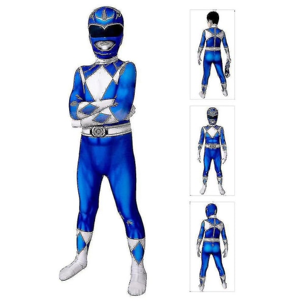 Power Ranger Kostume Voksen Mænd Bodysuit Voksen Halloween Kostume Blue 130cm