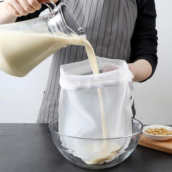 Sæt med 2 genanvendelige nøddemælksposer, madfilter, nøddeposer og køkkenfilter til juicepresning.