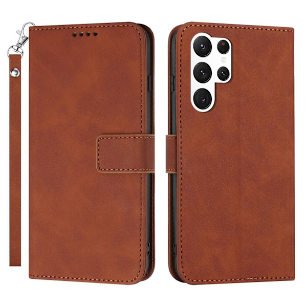 For Samsung Galaxy S23 Ultra Slim Fit Telefondeksel Magnetisk Låsestativ Mobiltelefon Flip Lommebokdeksel Brown Samsung Galaxy S23 Ultra