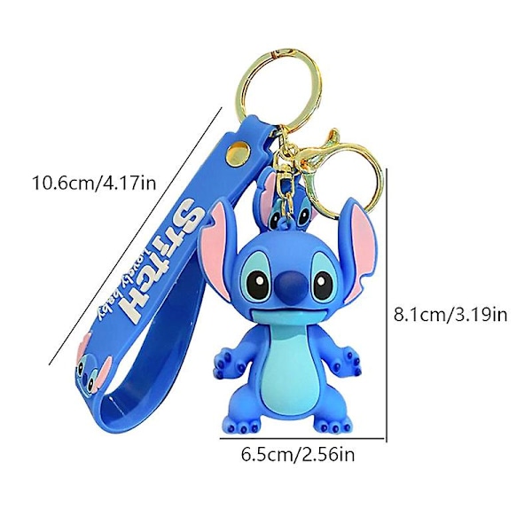 Anime Stitch nøglering sød dukke nøglering mode par taske ornament Blue