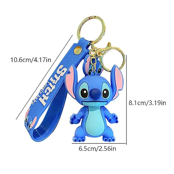 Anime Stitch Nyckelring Söt Docka Nyckelring Mode Par Väska Prydnad Blue