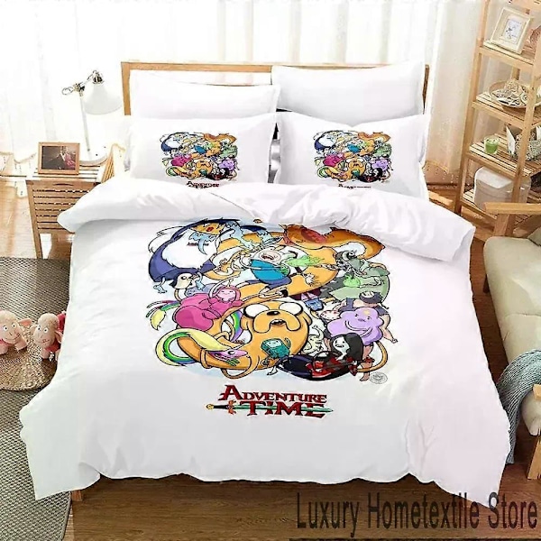 v496 Sängkläder Tecknad Hundansikte Adventure Time Finn Jake Bäddset Påslakan Bäddset Täcke Örngott Täcke King Queen Size 3-Delar 240x260cm 94x102in