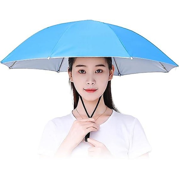 Paraplyhat, 69 cm håndfri paraplykasket til voksne og børn, UV-beskyttelse Vandtæt, foldbar til camping golf solsejl Blue