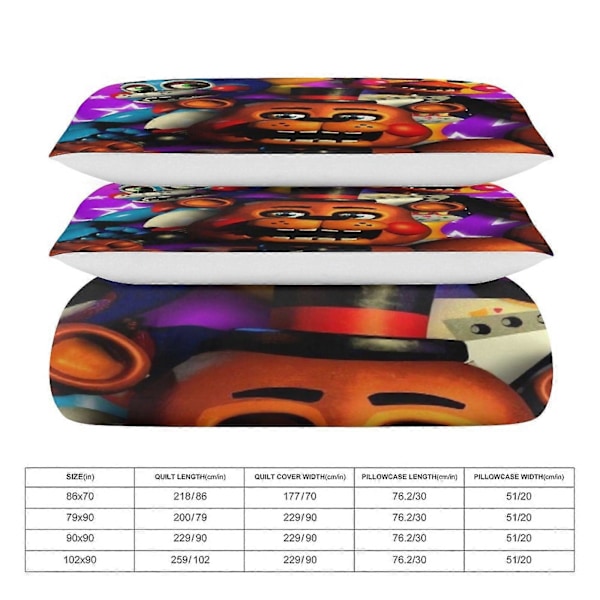 x547 Five Nights at Freddy's FNAF Påslakan Mikrofiber Sängkläder Set 3D-tryckt Lättvikt 3-delars Täcke Set, 1 Påslakan Och 2 Kuddfodral 240x260cm 94x102in