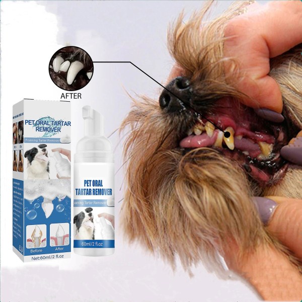 Husdjurs tandstensborttagningsmedel Oral Skumrengöring Kalkylering, Borttagning Gula tänder Dålig andedräkt Tandrengöring 1Pcs