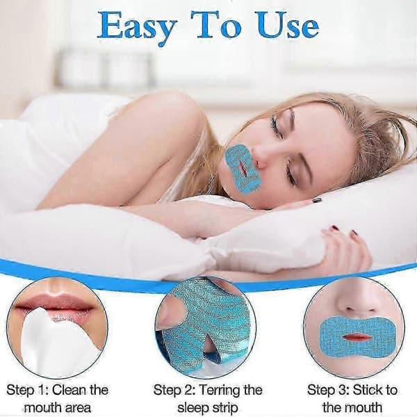 Munntape for anti-snorking, anti-munnstrimler for mindre munnpusting, lindring, søvnforbedring 30PCS Blue