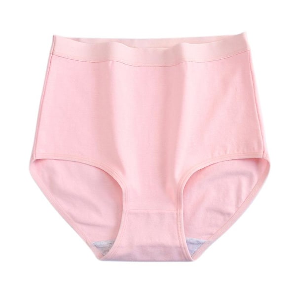 Bomuldsundertøj til kvinder - Højtaljede trusser - Ensfarvede underbukser - Stor størrelse - Lingeri pink XL