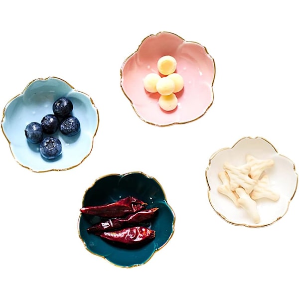 4 stk. keramiske krydderiplader, mini kirsebærsauce tallerken, skål forret tallerken, snack tallerken, sushi sojasauce tallerken til snack sushi frugt forret