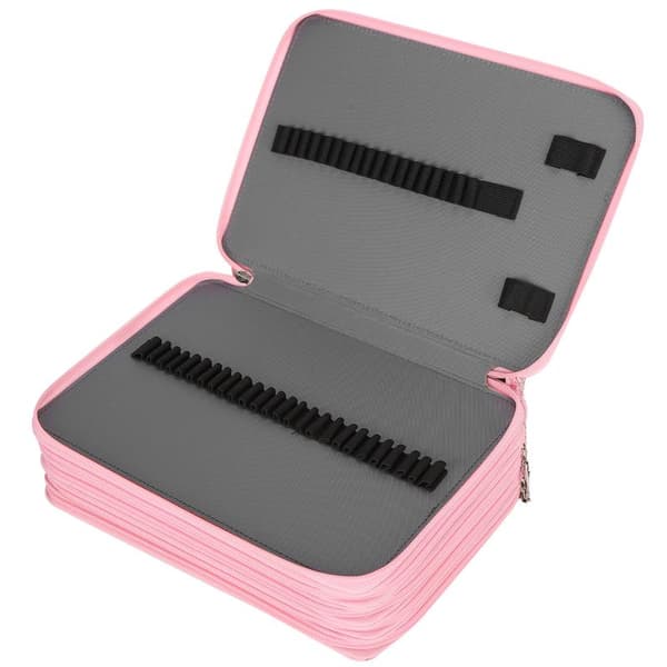 Pencil Case with Rose Pattern, Multi-layer Zipper, 252 Slots, Portable Pen Holder, Storage Pocket (Pink Background Rose)