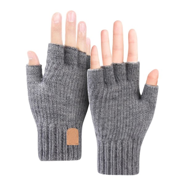Män Kvinnor Skidåkning Stretchig Halvfinger Körning Vinterhandskar Varma Grey