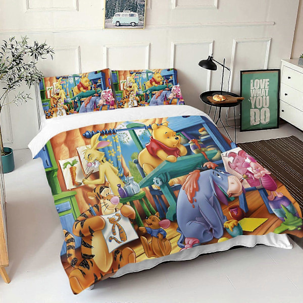 v1028 Sengetøj The Pooh Bear Sengesæt Dynebetræk Queen Med Pudebetræk Børnesengesæt Universal, Egnet Til Børn 3-Delt Sengesæt S 200x200cm 78x78in