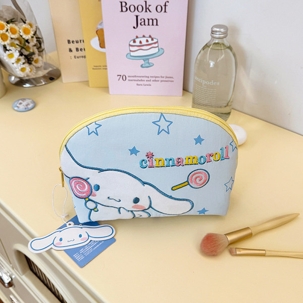 Sanrio bærbar håndholdt makeuptaske med skal, stor kapacitet, broderet makeuptaske af høj kv 3373-1730 Big Ear Dog-Light Blue