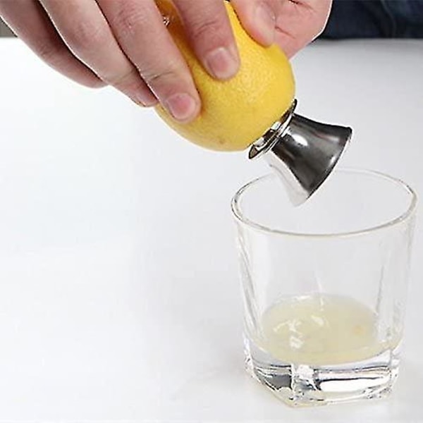 Mini Citruspresser i rustfrit stål - Håndholdt citruspresser med safttud til citroner og appelsiner