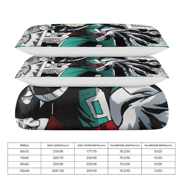 v748 My Hero Academia Anime 3-osainen Twin-kokoinen sänkysetti haalistumista kestävää mikrokuitua io748 200x200cm 78x78in