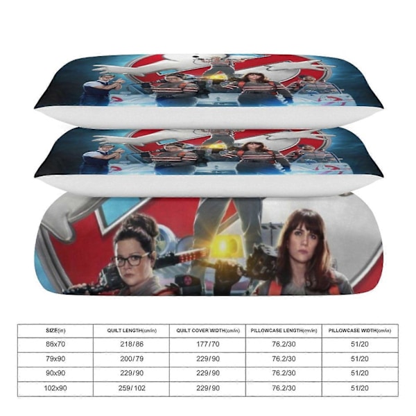 x104 Ghostbusters 3-delt sengesett Varmt og komfortabelt mykt dynetrekk sengesett med 1 dynetrekk og 2 putetrekk for soverom b104 135x200cm 53x78in