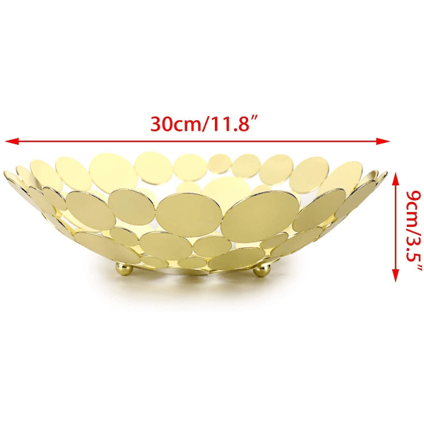 Frugtkurv Metal Frugtkurv Borddekoration Opbevaring Til Brød, Slik, Frugter (rund, Guld)