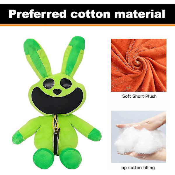 Smilende Critters Plyslegetøj, Smilende Critters Plys, Smilende Critters Plyslegetøj, Sød CatNap DogDay Stoppet Dyrpude til Børn Voksne Green Rabbit