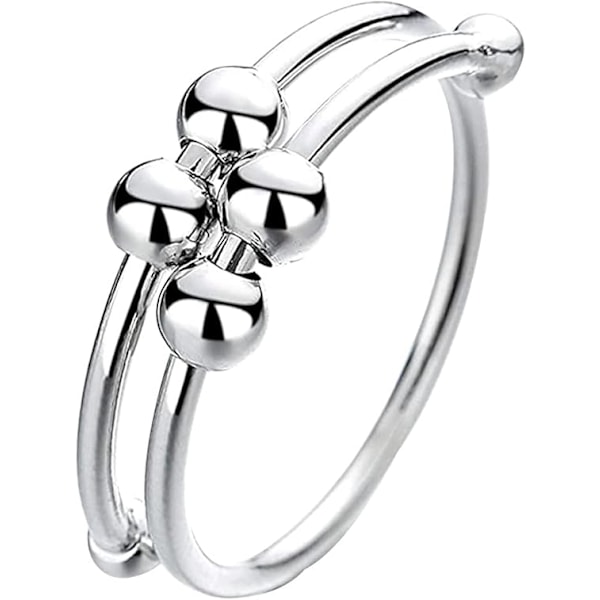 Ångest Ringar, Justerbar Ångestlindrande Koppar Ring, Fyra Kulor Vridande Meditationsring, Mode Dekompressions Smycken (Storlek 7)