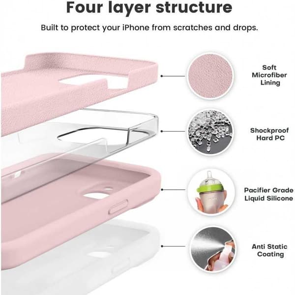FOR iPhone 15 Gummideksel med Kamerabeskyttelse Liquid V2 - Rosa