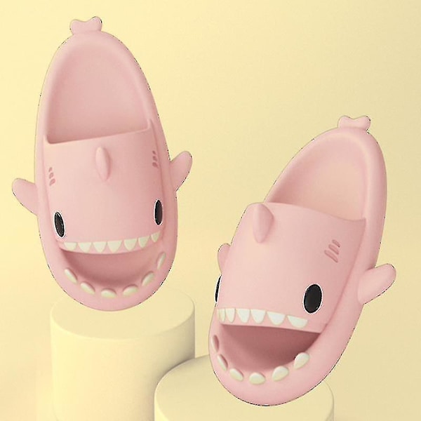 Sharktofflor halkfria duschtofflor badtofflor mjuka sommarsandaler för flickor och pojkar nya Z pink 32 33