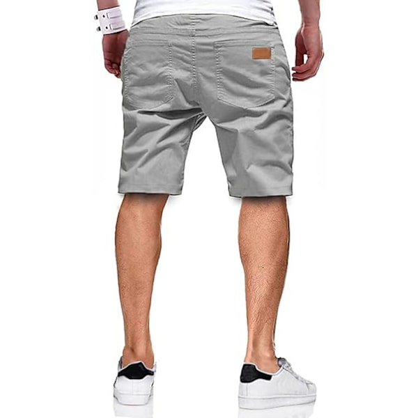 Herr Casual Shorts Bomull Dragsko Sommar Strand Stretch Twill Chino Korta Byxor XL Gray