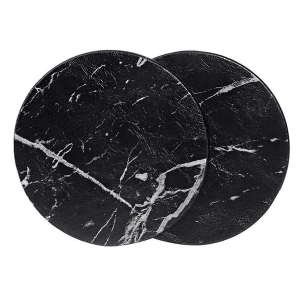 6-pak Vendbare Brikker Sort Marmor PU med Holder Sort
