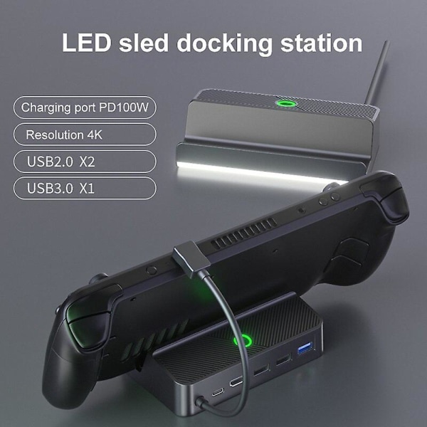 Rgb Steam Deck Dock, Docking Station til Steam Deck, Skærmkontaktfunktion Steam Deck Dock Hdmi 2.0 4k 60hz Black