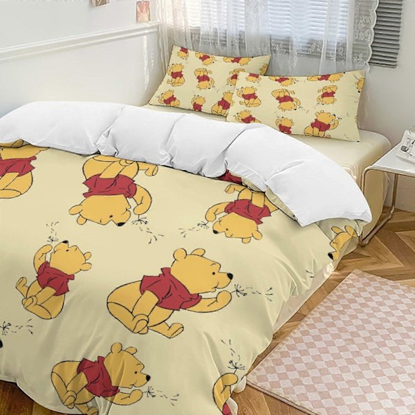 v6907 Sängkläder Gräsbevuxen Och Nalle Puh Täcke Set Mjukt 3 Delars Enkel Sängkläder Set Tjockare för Alla Säsonger, 1 Täcke 2 Örngott B 200x200cm 78x78in