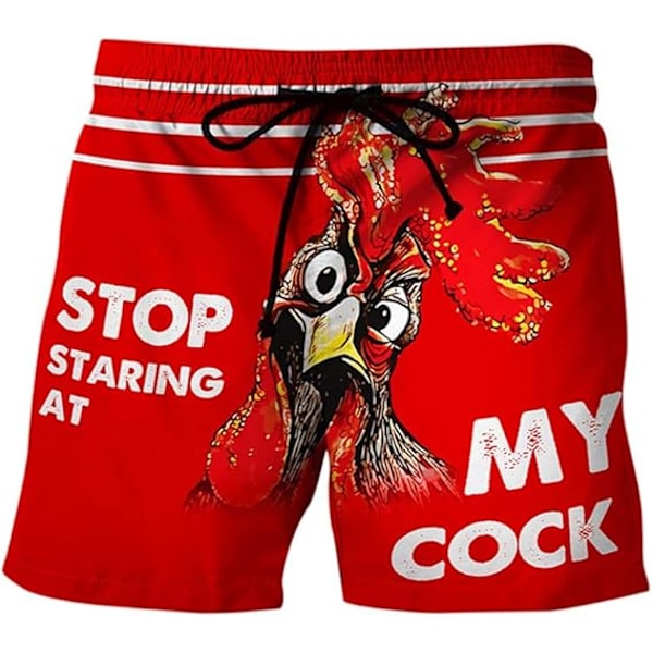 Funny Swim Trunks Quick Dry Summer Beachwear Sports Running Swim Board Shorts Casual Cock Print Shorts Pant