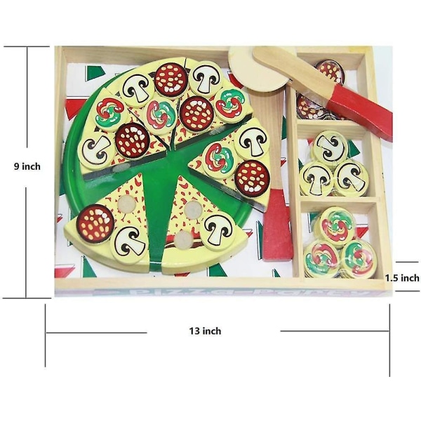 64 kappaleen teeskentelyleikki puinen pizzaleikkisetti, pizzaleikkisetti lapsille pizzabileet ruoanlaitto