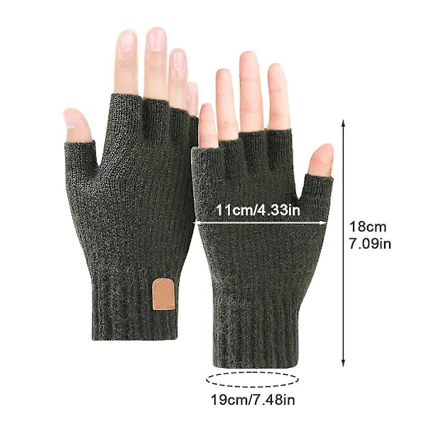 Män Kvinnor Skidåkning Stretchig Halvfinger Körning Vinterhandskar Varma Army Green
