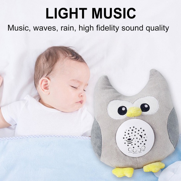 Baby Sleep LED-belysning plysj utstoppet nattlys projektor leketøy med musikk gave B