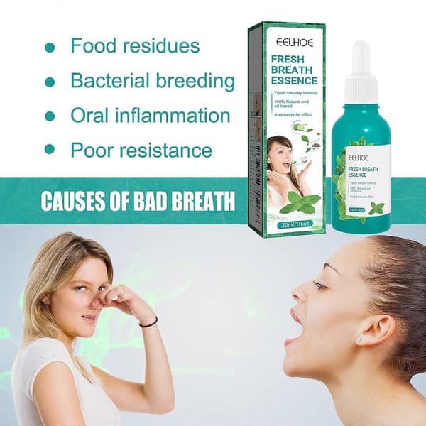 Fresh Breath Essence Drops, Mint Oral Fresh Care Liquid 30ml