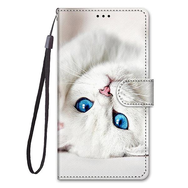 Etui til iPhone 13 Mini Cover Magnetiske Kortpladser Kreativt Hvidt Kattemønster Pung Etui