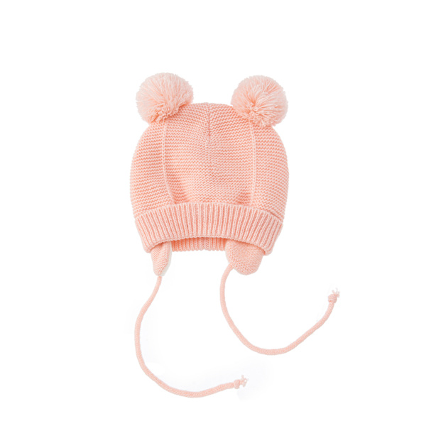 2 st stickad mössa + handskar för barn enfärgad vintervarm mössa rosa