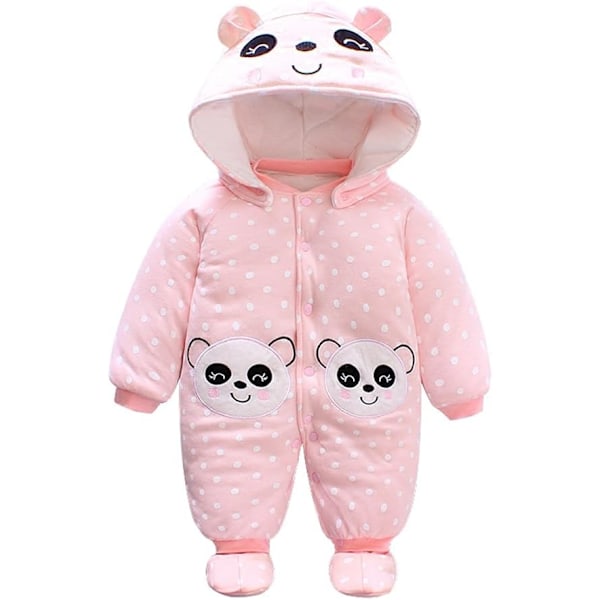 Minizone Baby Romper Vinter Sne Dragt Drenge Piger Bomuld Aftagelig Hætte Frakke Langærmet Dinosaur Kostume Jumpsuits Gave 0-12 Måneder 12M Pink