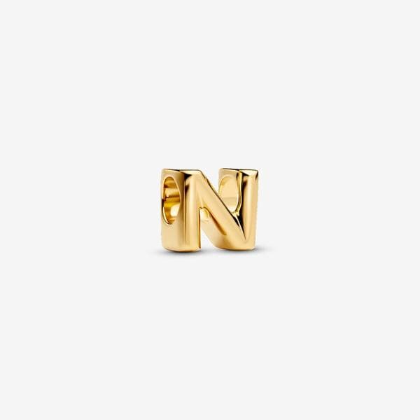 Pandora - Bokstav N Charm - 14k gullbelegg