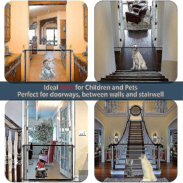 Vikbar infällbar hundsäkerhetsgrind för trappor och baby - svart (storlek: 70*110 cm)